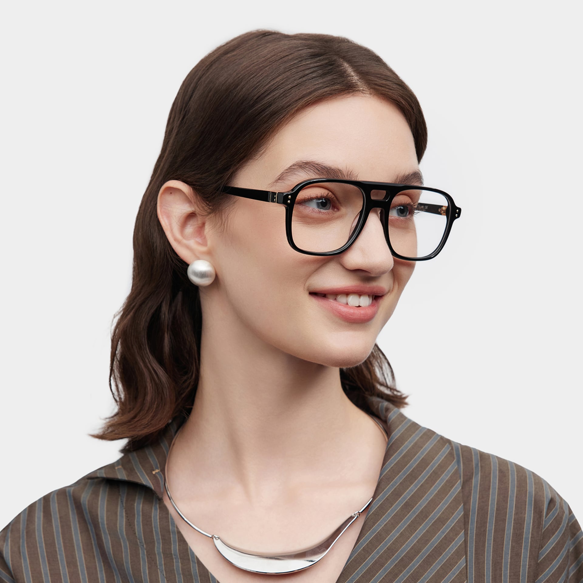 Athena Black Frame Glasses with Aviator Frame Online | ZEELOOL1