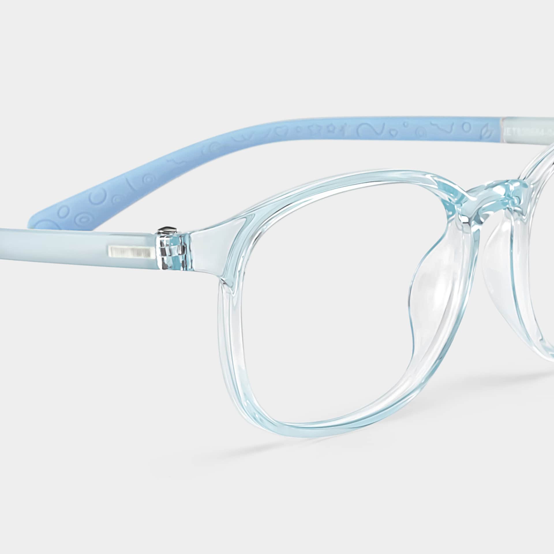 Kids Rectangle Crystal Blue Amaker Frame Glasses | Zeelool4