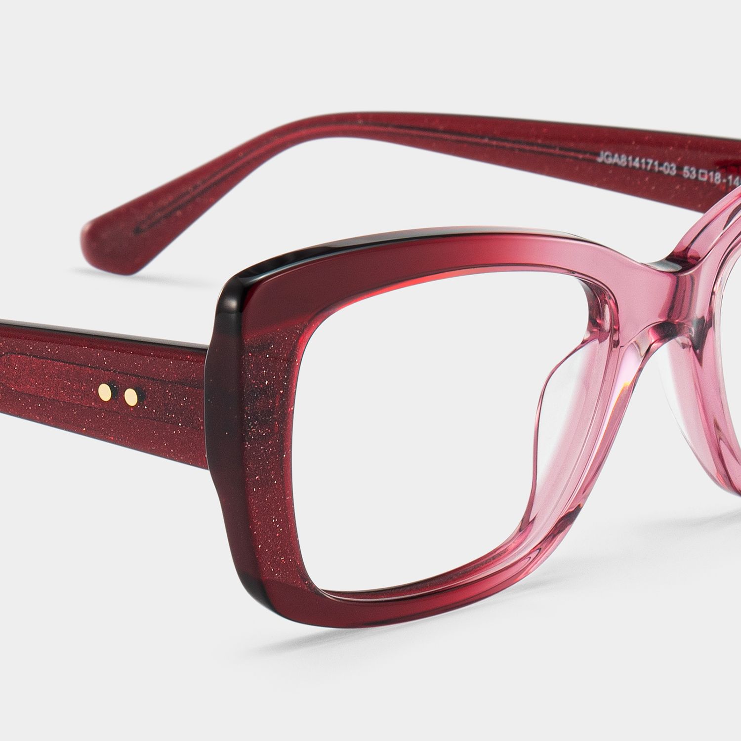 Leona Rectangle Red Gradient Glitter Glasses Frames | ZEELOOL
