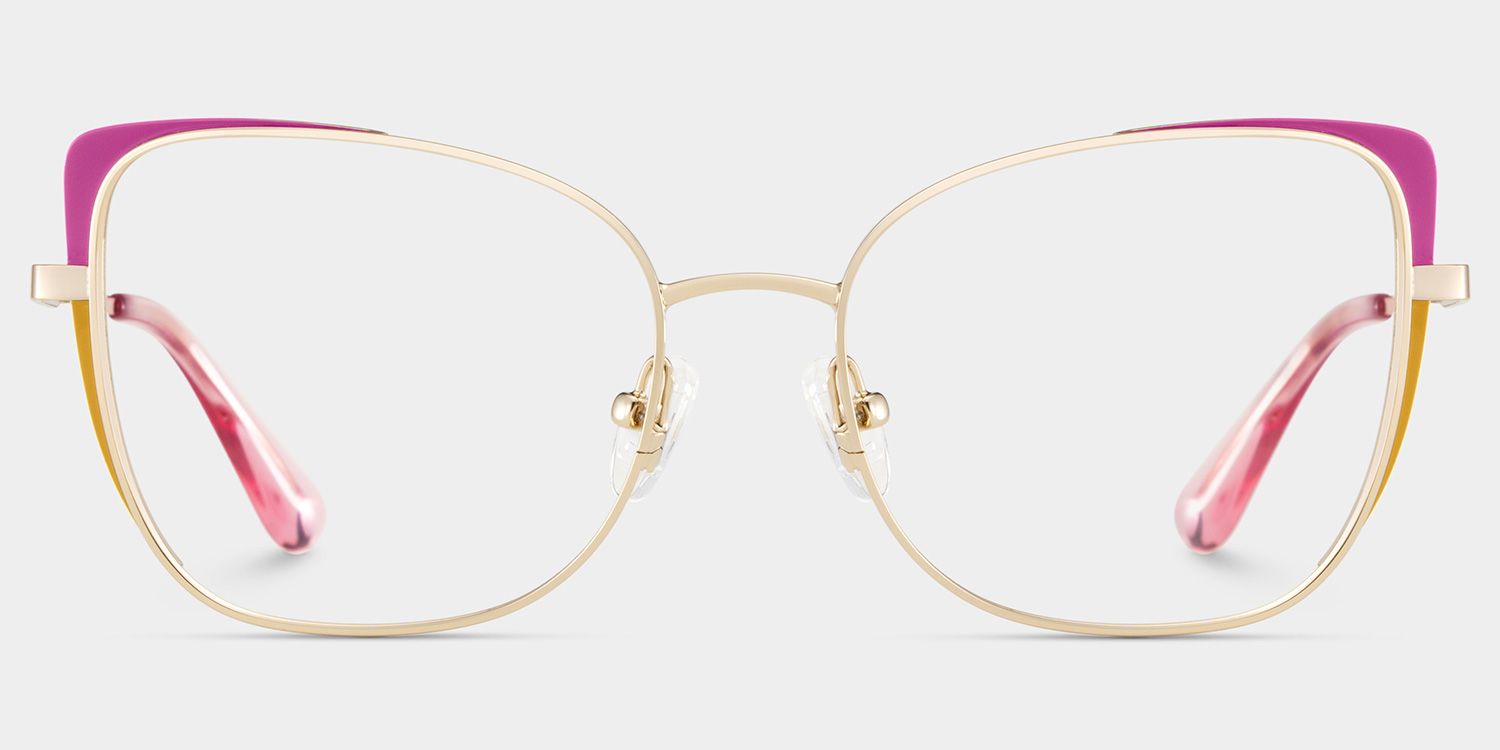Tessa Pink Gold Frame Glasses with Cat eye Frame Online | ZEELOOL1