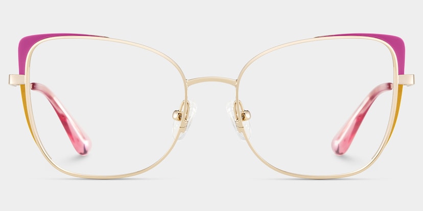 Tessa Cat-Eye Pink Gold Glasses