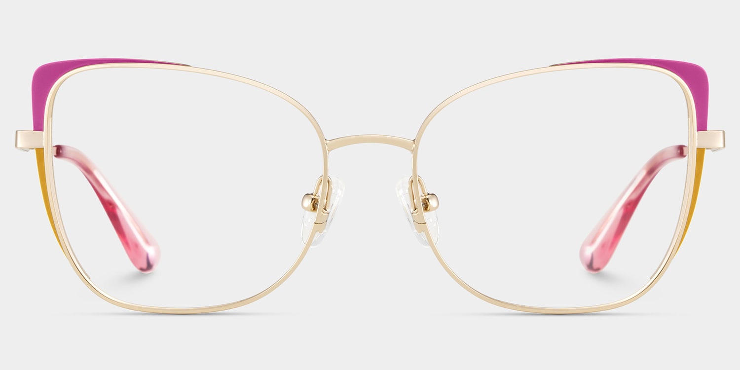 Tessa Cat-Eye Pink Gold Glasses