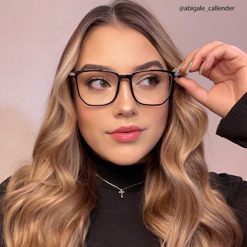 Fezell Square Black Eyeglasses and Thin Wide Frames9