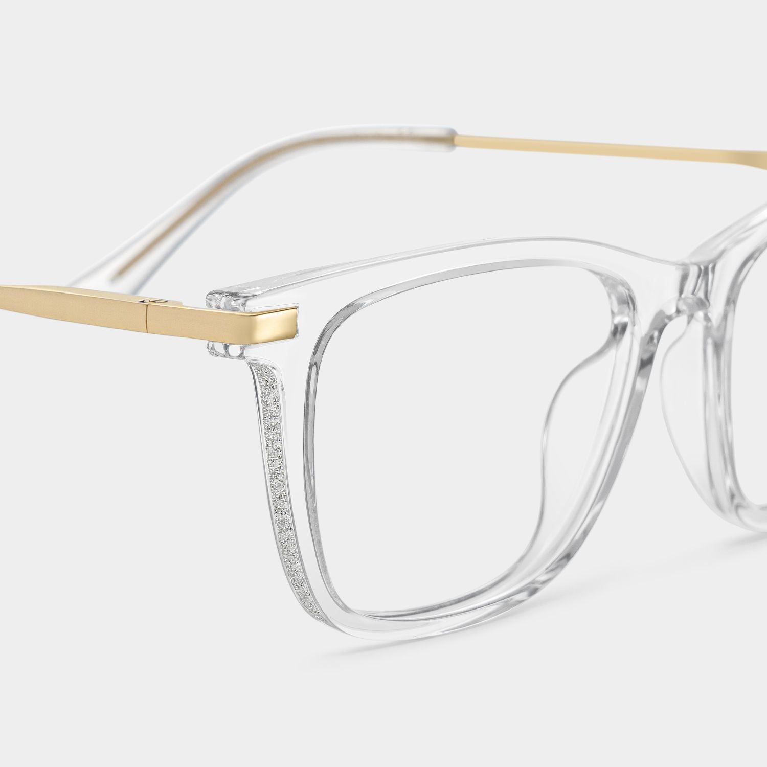 Selena Rectangle Clear White Glasses Bling Frames | ZEELOOL5
