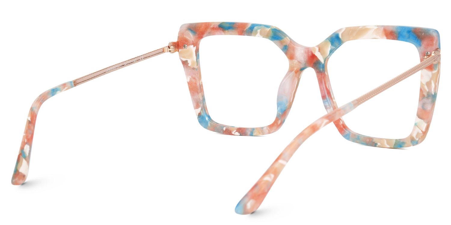 Flora Orange-Floral Marble Eyeglasses with Square Frames3