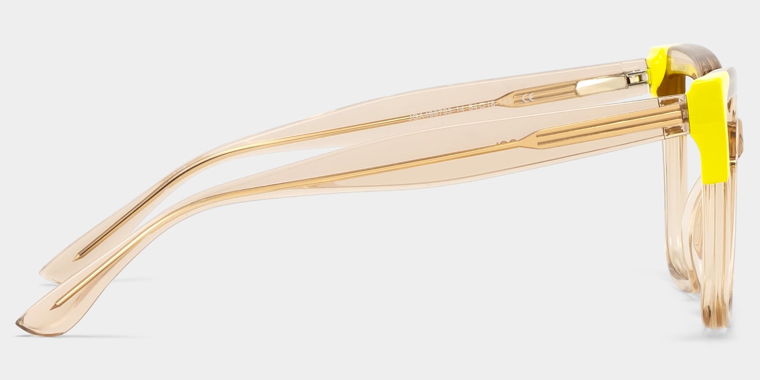 Square Champagne Yellow Eyeglasses- Mirta Acetate Frame Glasses4