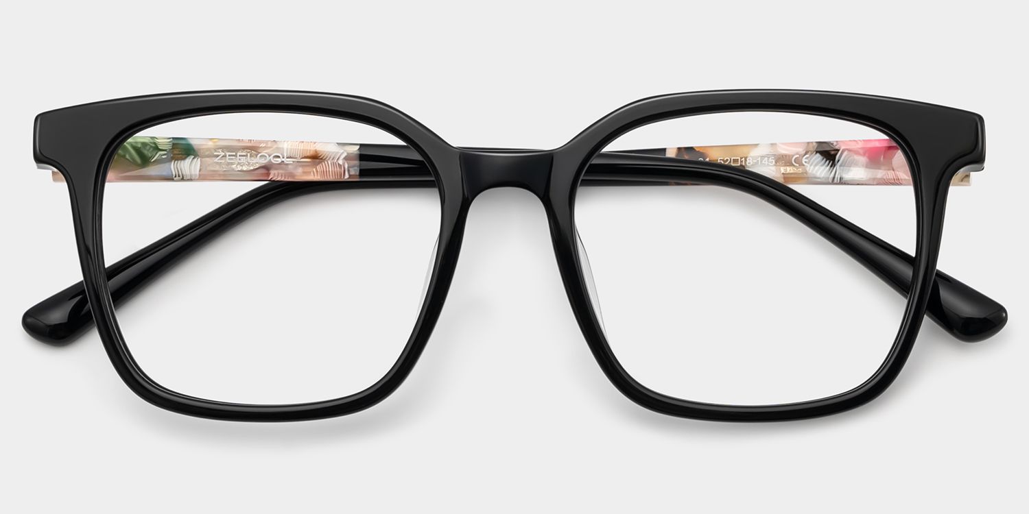Freya Black Frame Glasses with Square Frame Online | ZEELOOL4
