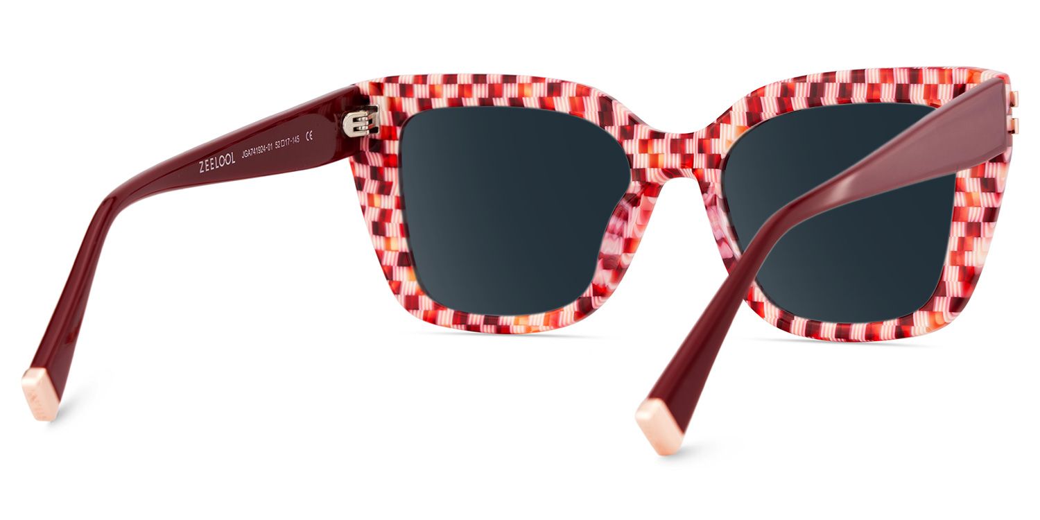 Red Plaid Glasses with Square Frames4