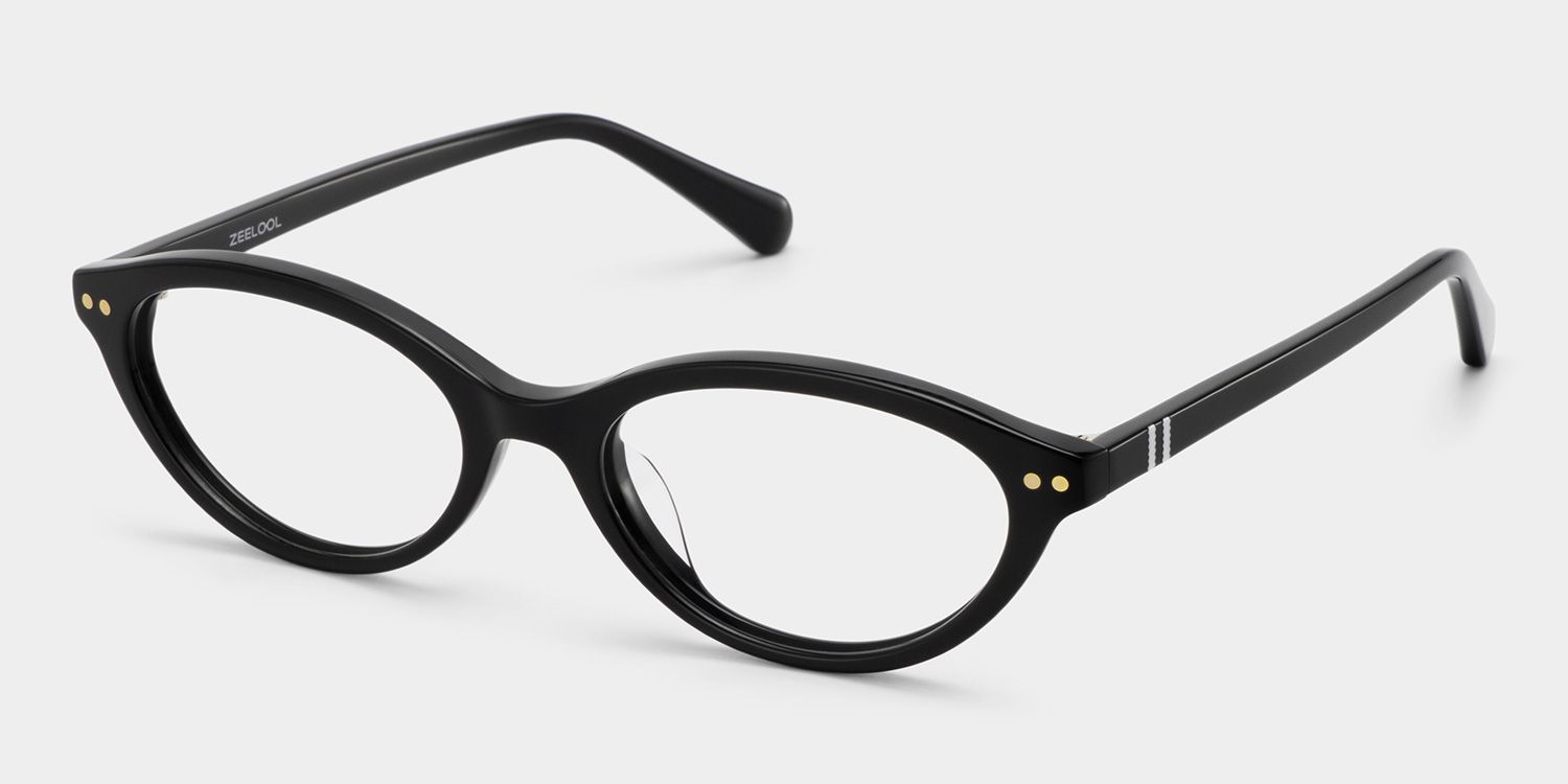 Ashby Black Oval-Frame Glasses | Slim Varsity Style3