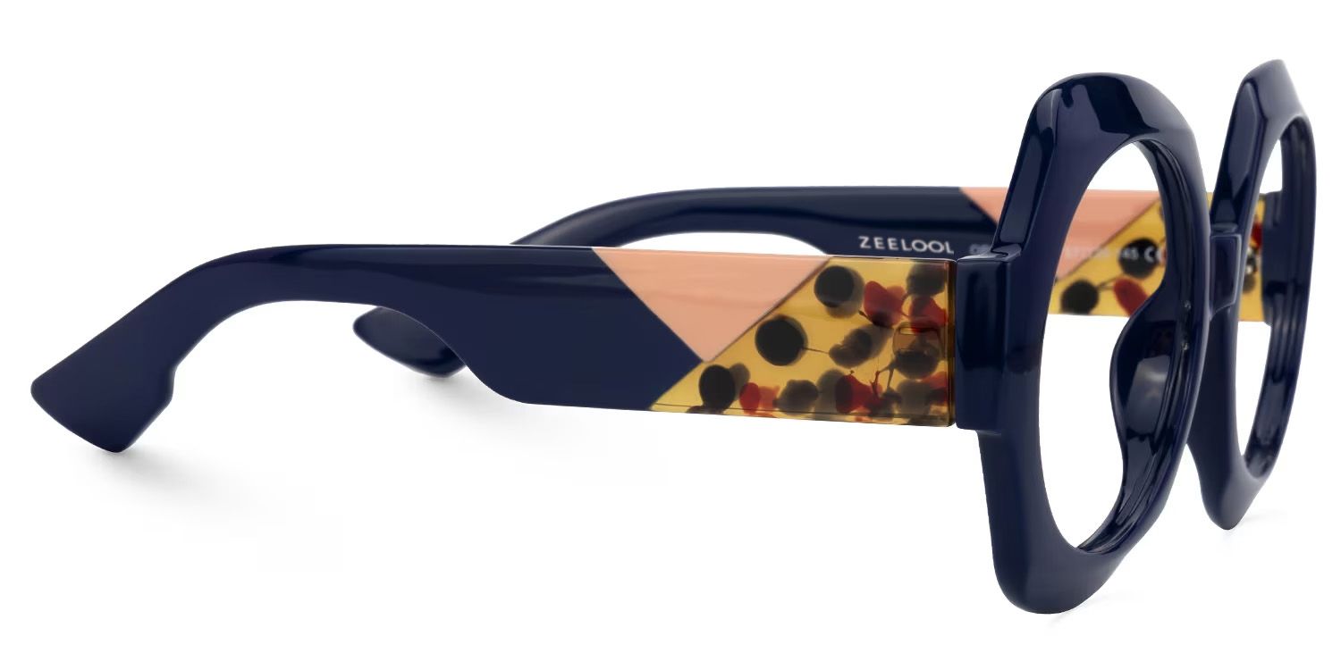 Geoffrey Geometric Dark-Blue Glasses | Zeelool Glasses2