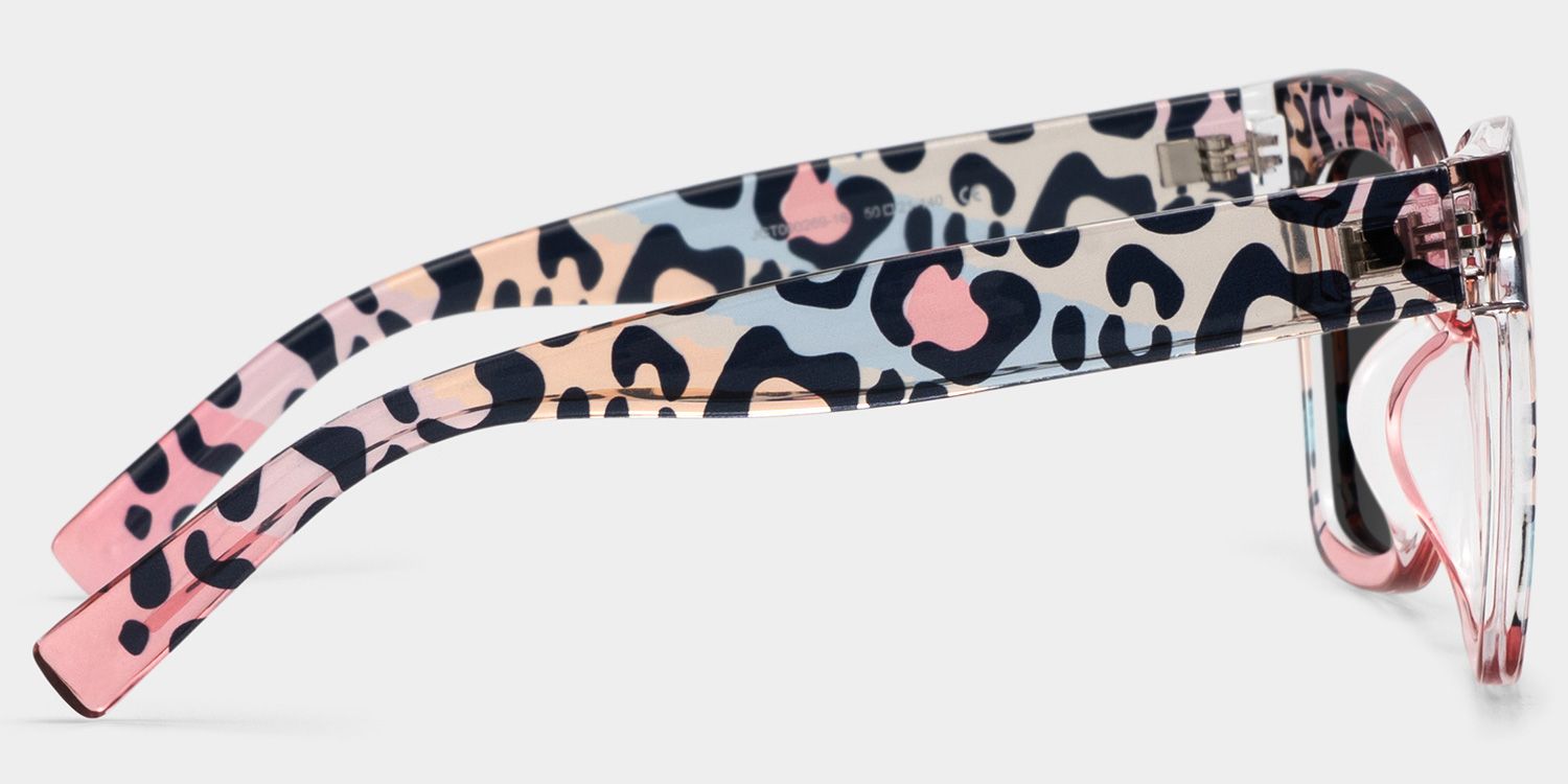 Malcolm Pink Leopard Print Sunglasses for Women Square Frame3