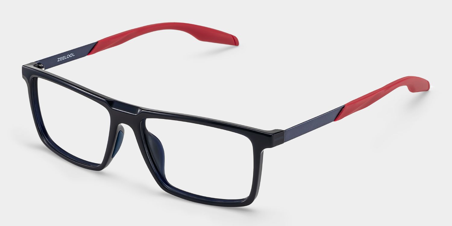 Active Blue Red Frame Glasses with Rectangle Frame Online | ZEELOOL3
