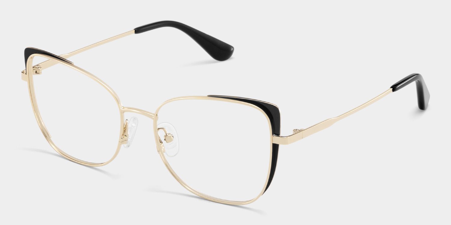 Tessa Black Gold Frame Glasses with Cat eye Frame Online | ZEELOOL3