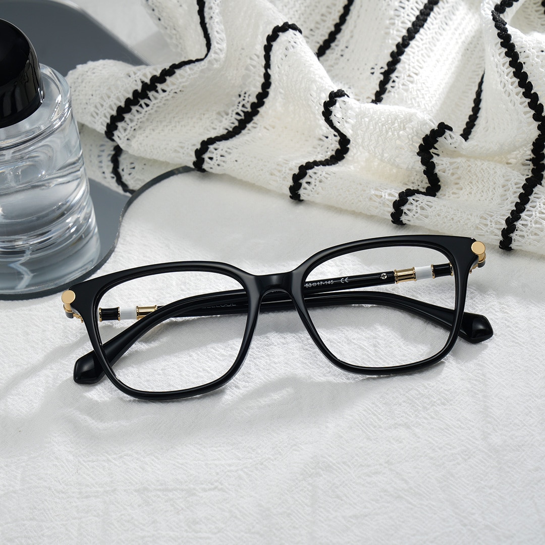 Delilah Square Black Frame Eyeglasses for Women| ZEELOOL