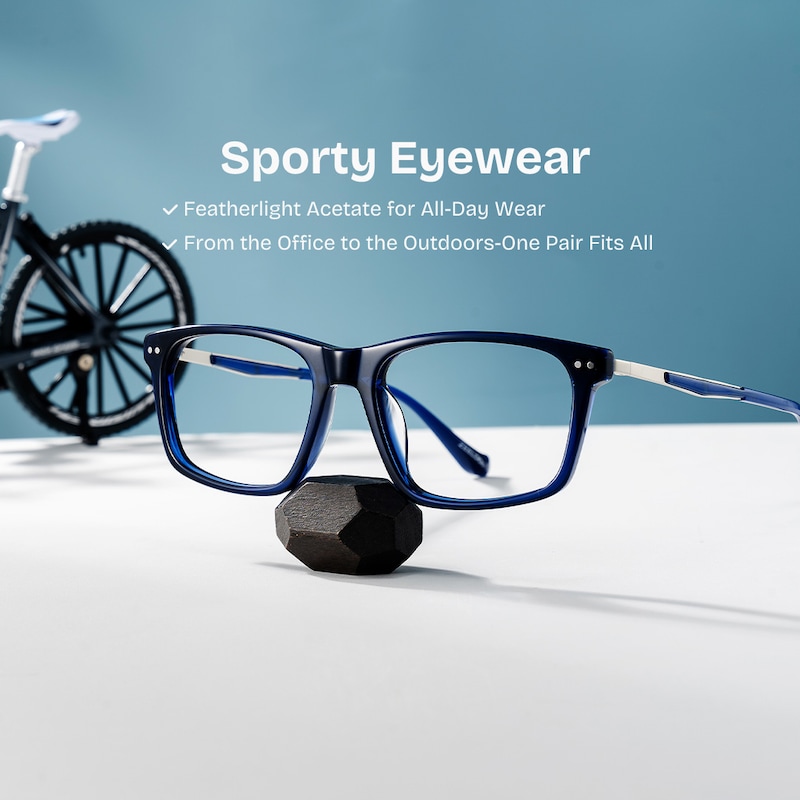 ZEELOOL Cozy Rectangle Blue Glasses