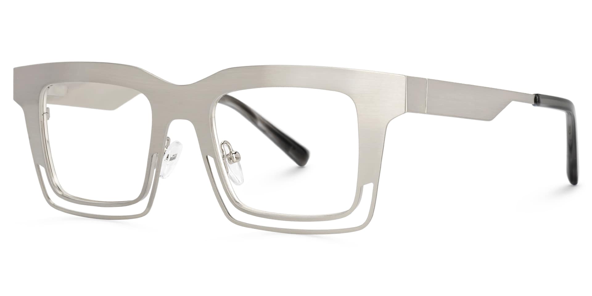 Evan Rectangle Silver Frame Eyeglasses for Males | Zeelool2