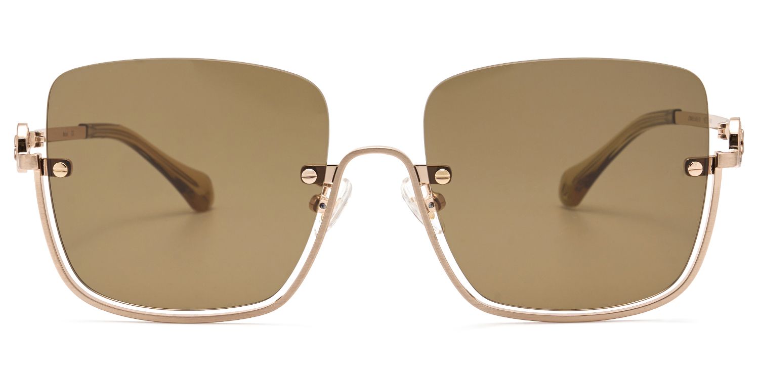 Women's Half Rim Beige Sunglasses0