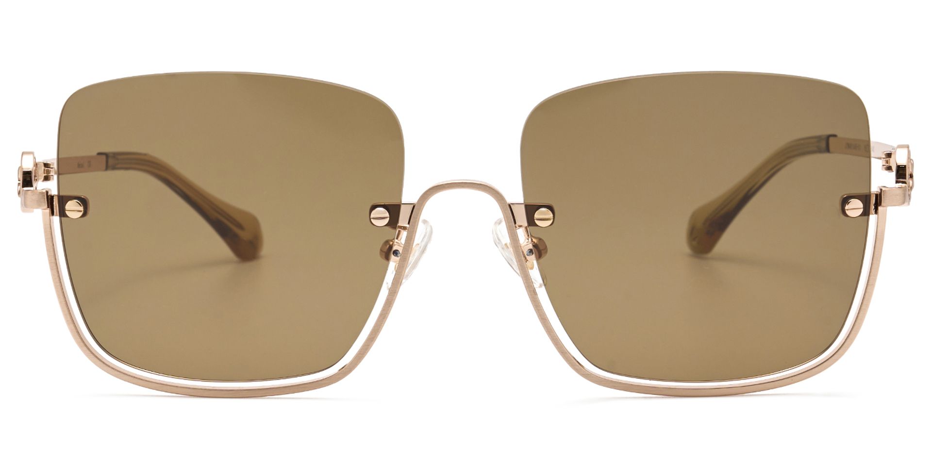 Women's Half Rim Champagne Sunglasses0