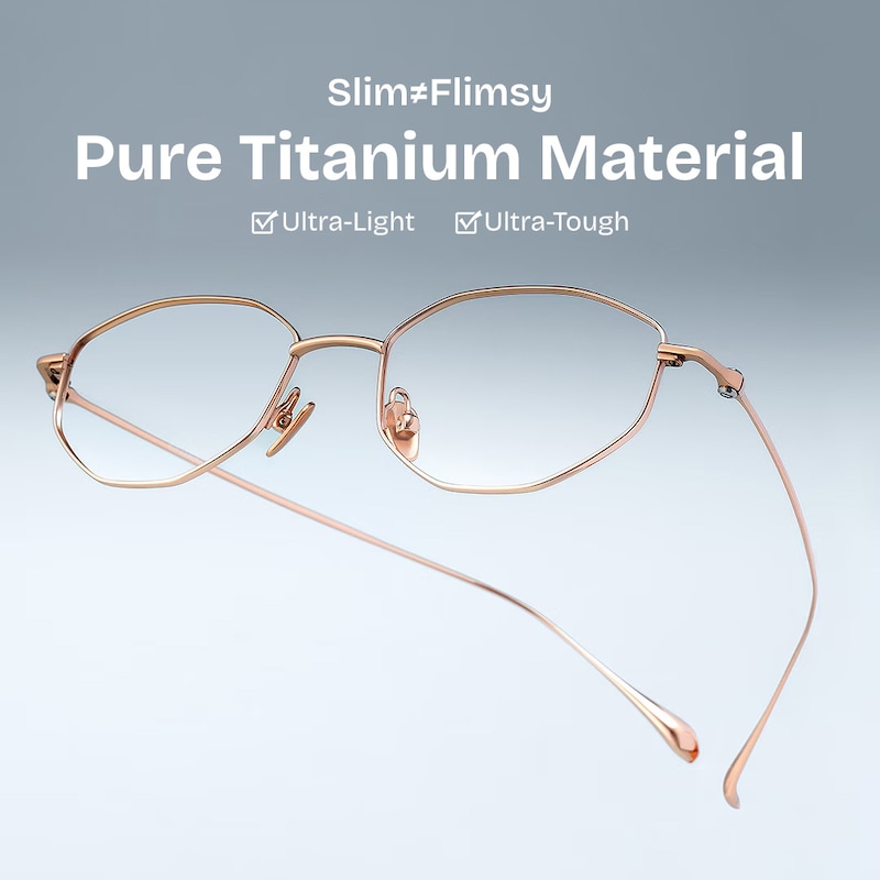 Everett Gold Frame Glasses with Geometric Frame Online |  ZEELOOL0