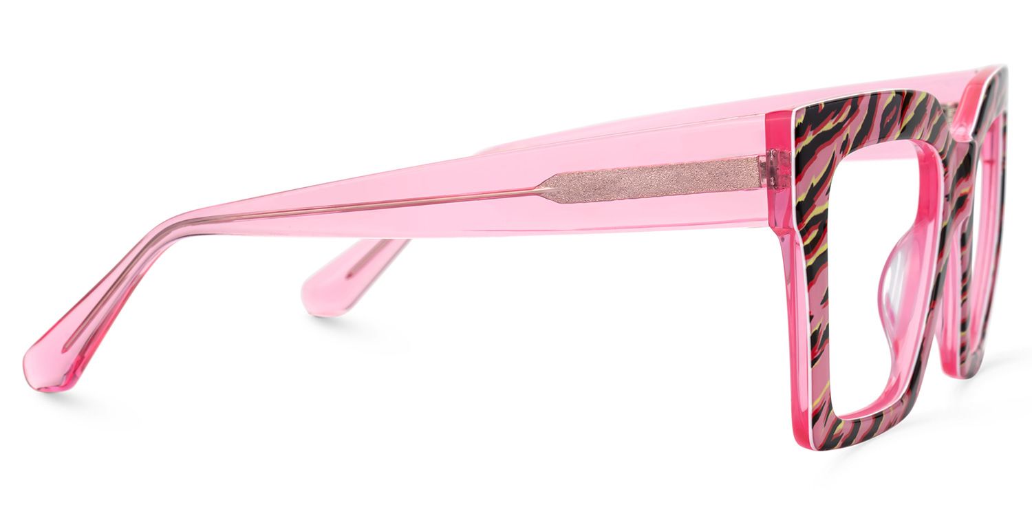 Morreen Oversized Thick Frame Glasses With Pink Zebra | Zeelool2
