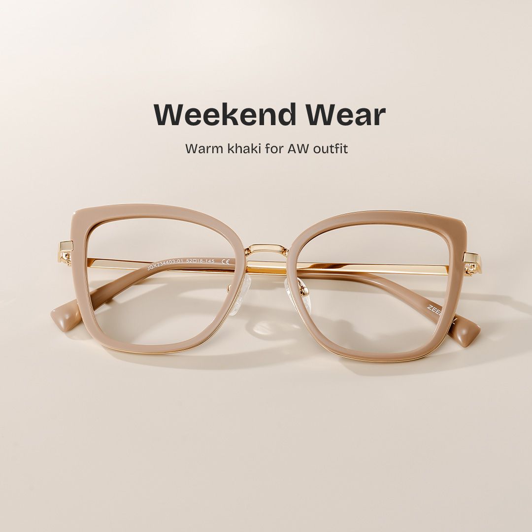 Leila Beige Frame Glasses with Butterfly Frame Online | ZEELOOL2