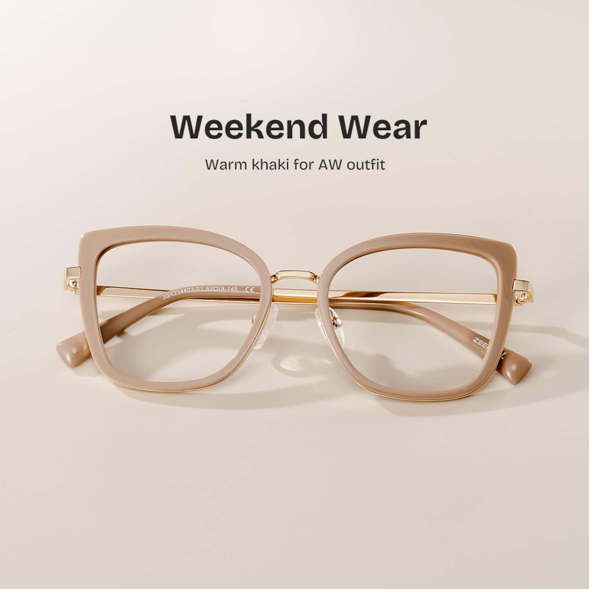 Leila Champagne Frame Glasses with Butterfly Frame Online | ZEELOOL2