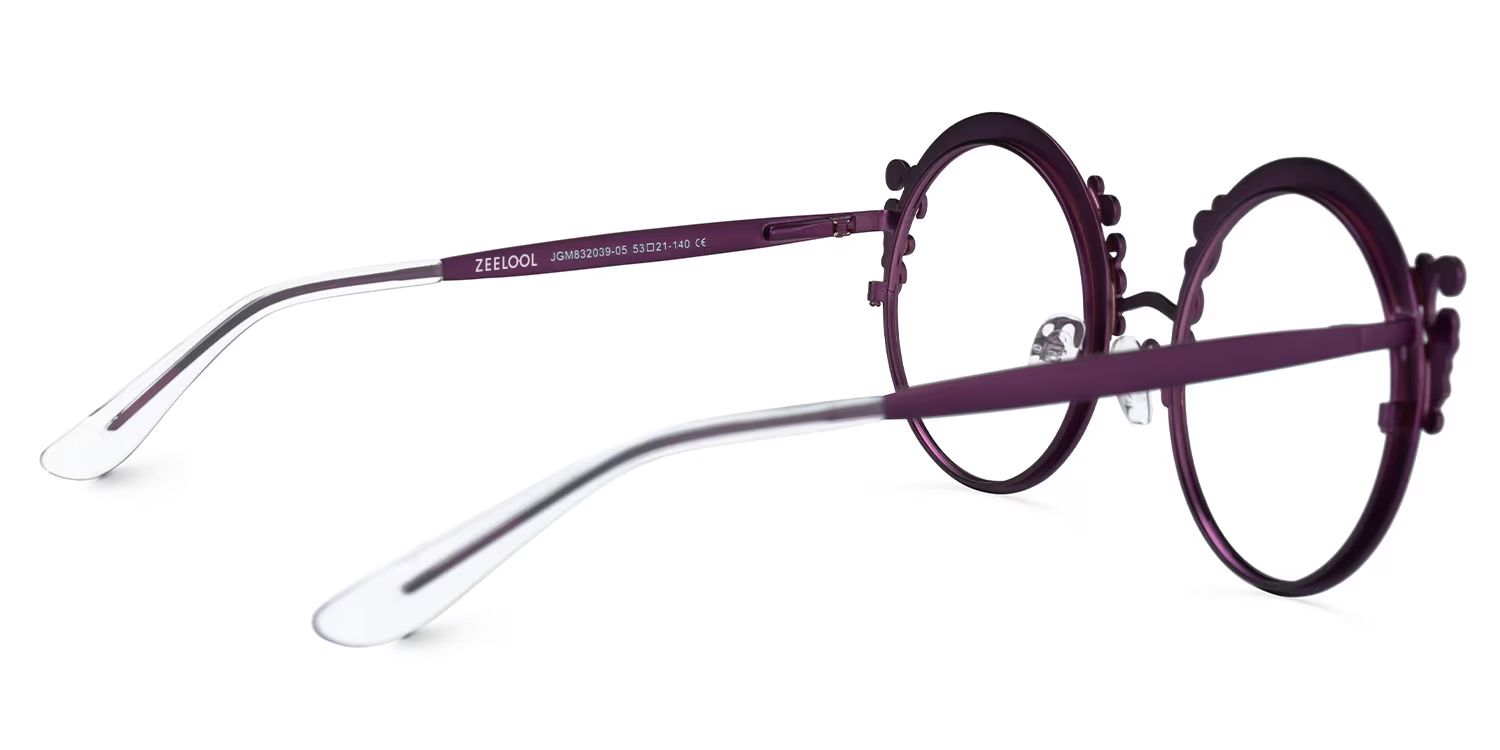 Nelida Designer Eyeglasses in Round Purple Frame3