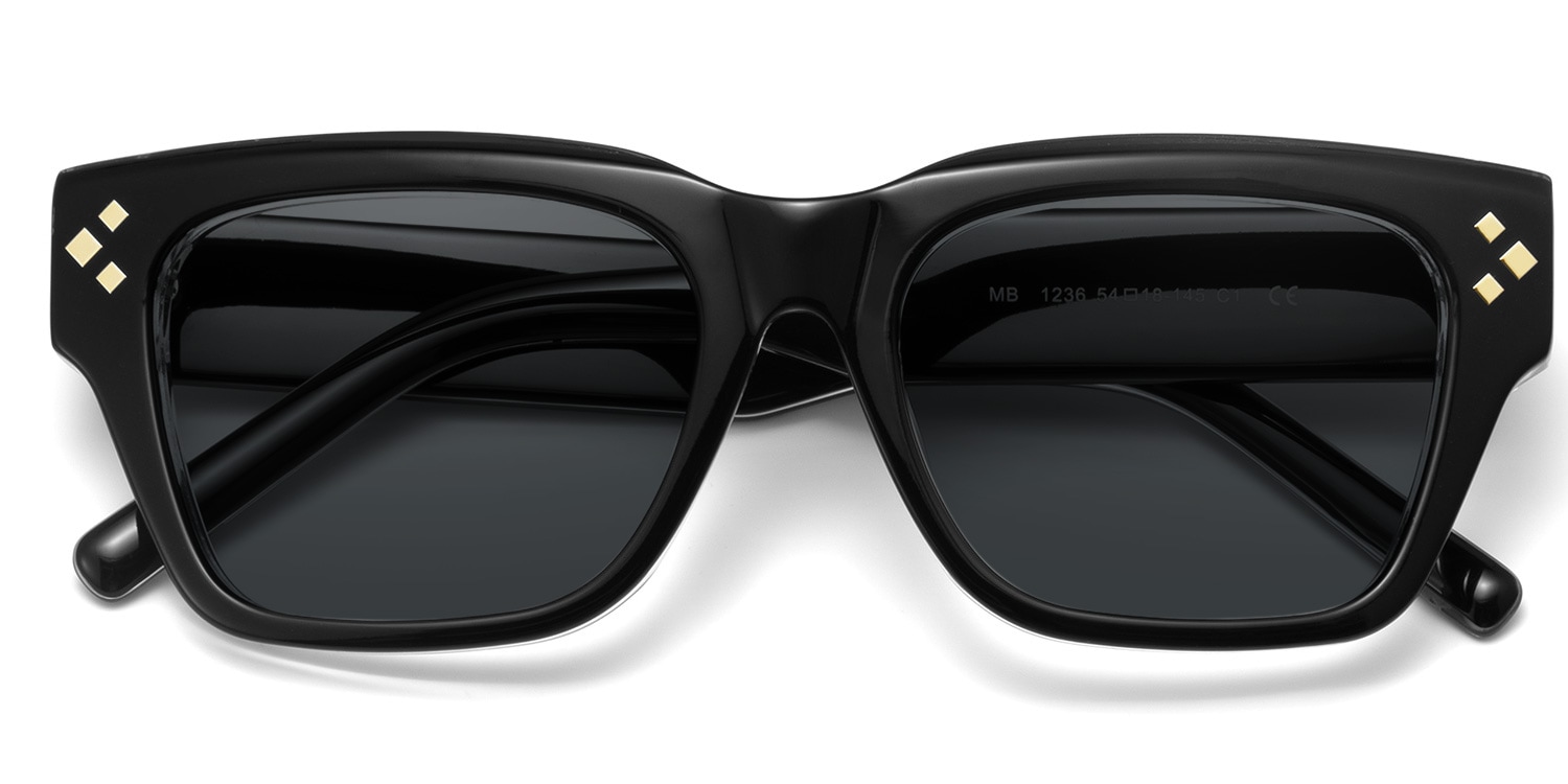 Marlowe Rectangle Black Polarized Sunglasses2