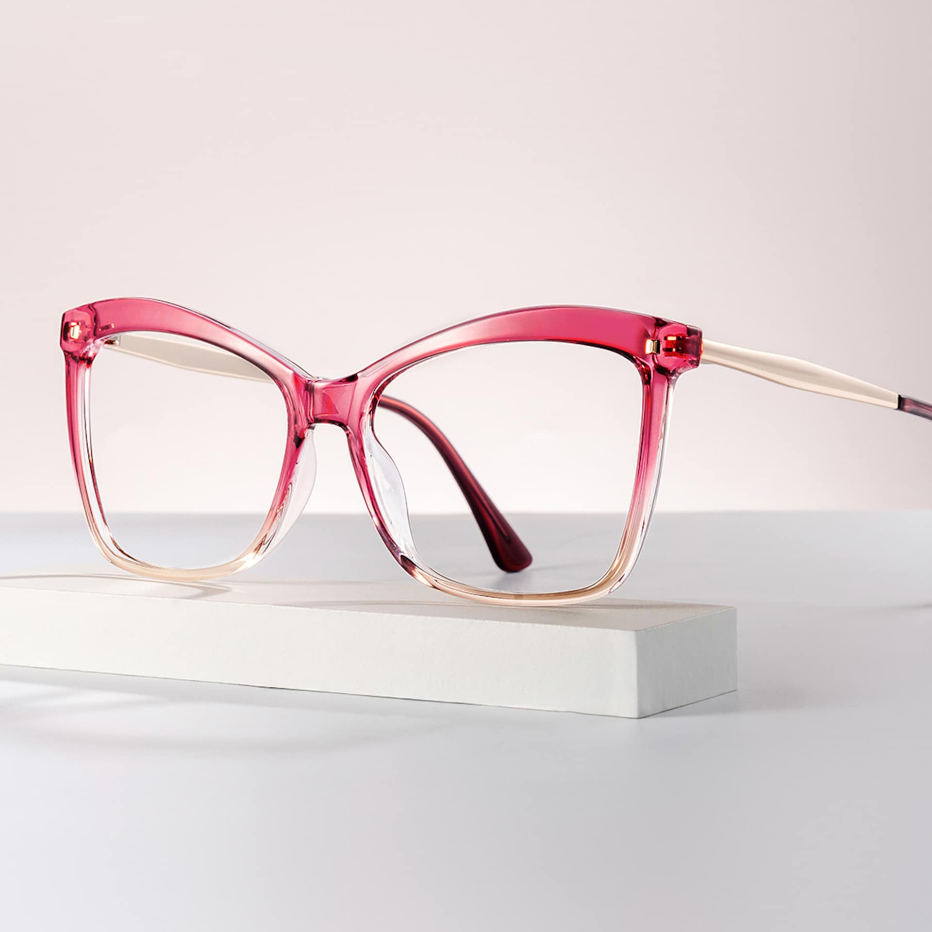 Butterfly Frame With Pink Gradient Brown for Isaebella Glasses | Zeelool0