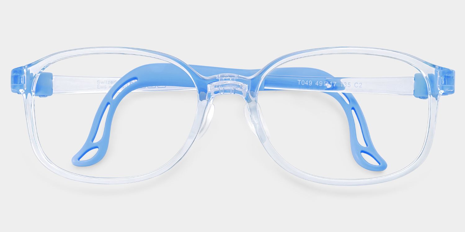 Casey Rectangle Clear Blue Frame Eyeglasses for Pre-tweens0