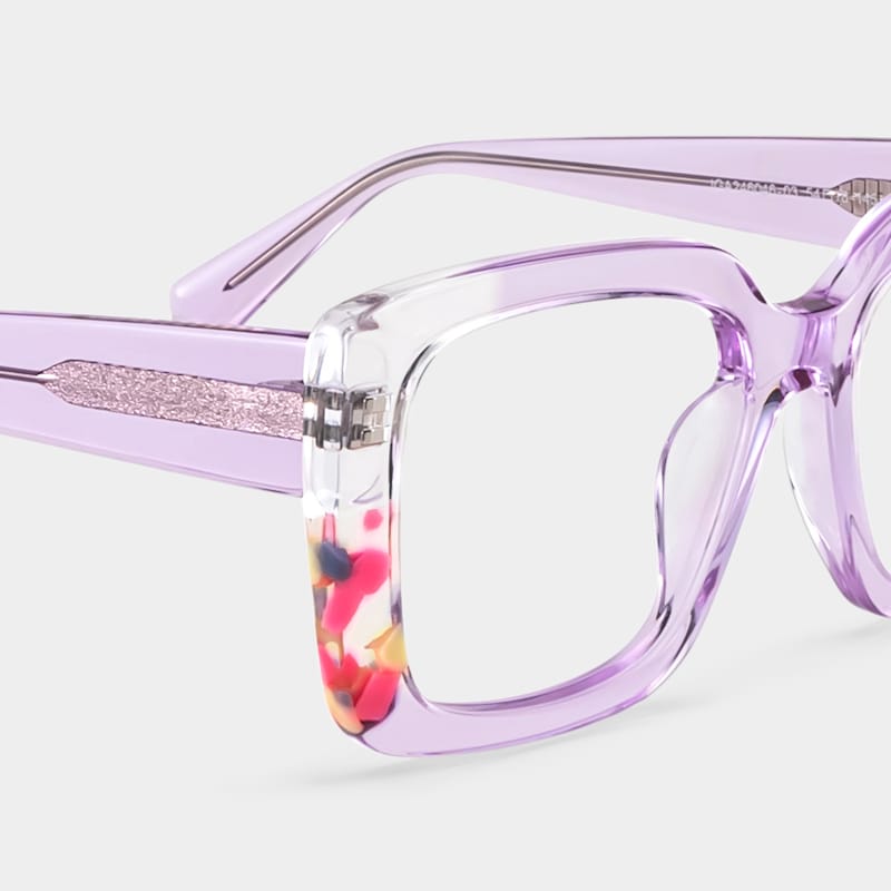Flair Clear Purple Frame Glasses with Square Frame Online | ZEELOOL4