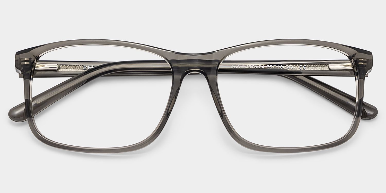 Connie Gray Rectangle Acetate Frame Glasses for Men | ZEELOOL1