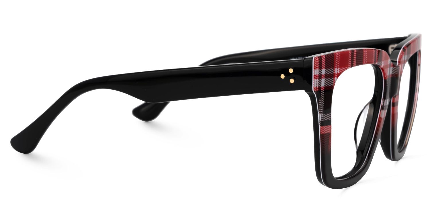 Boston Red Plaid Glasses in Square Oversize Frame Design2
