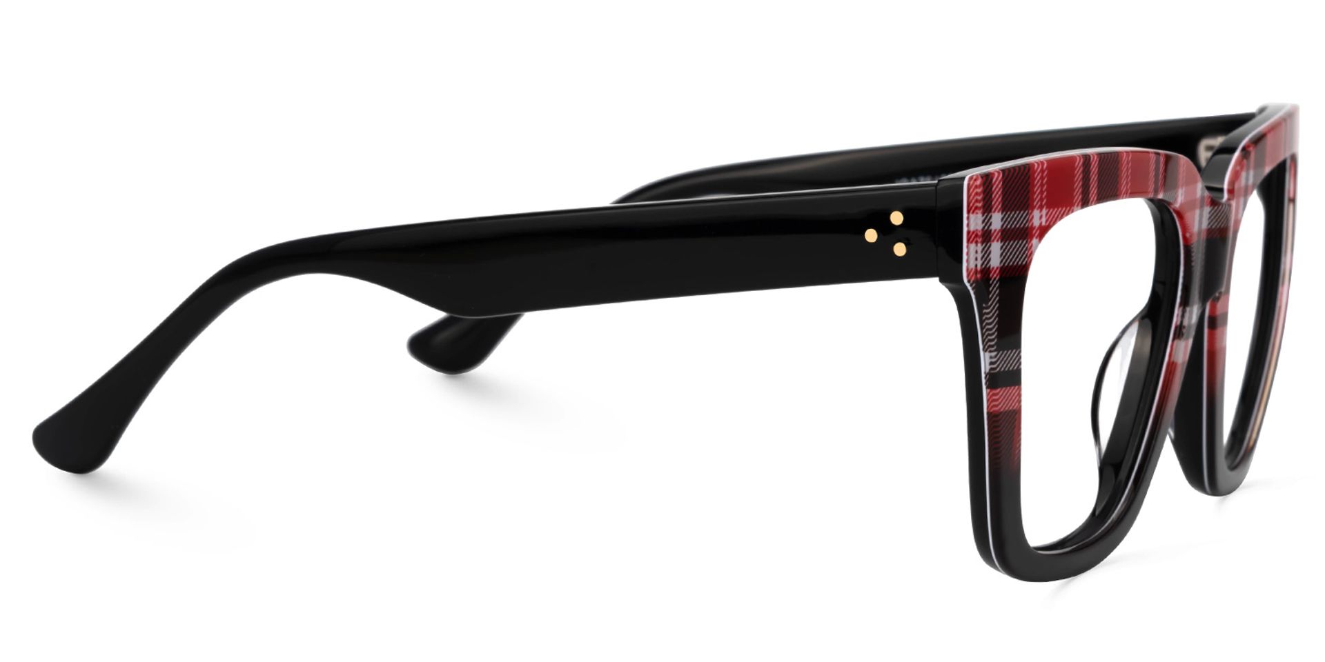 Boston Red Plaid Glasses in Square Oversize Frame Design2