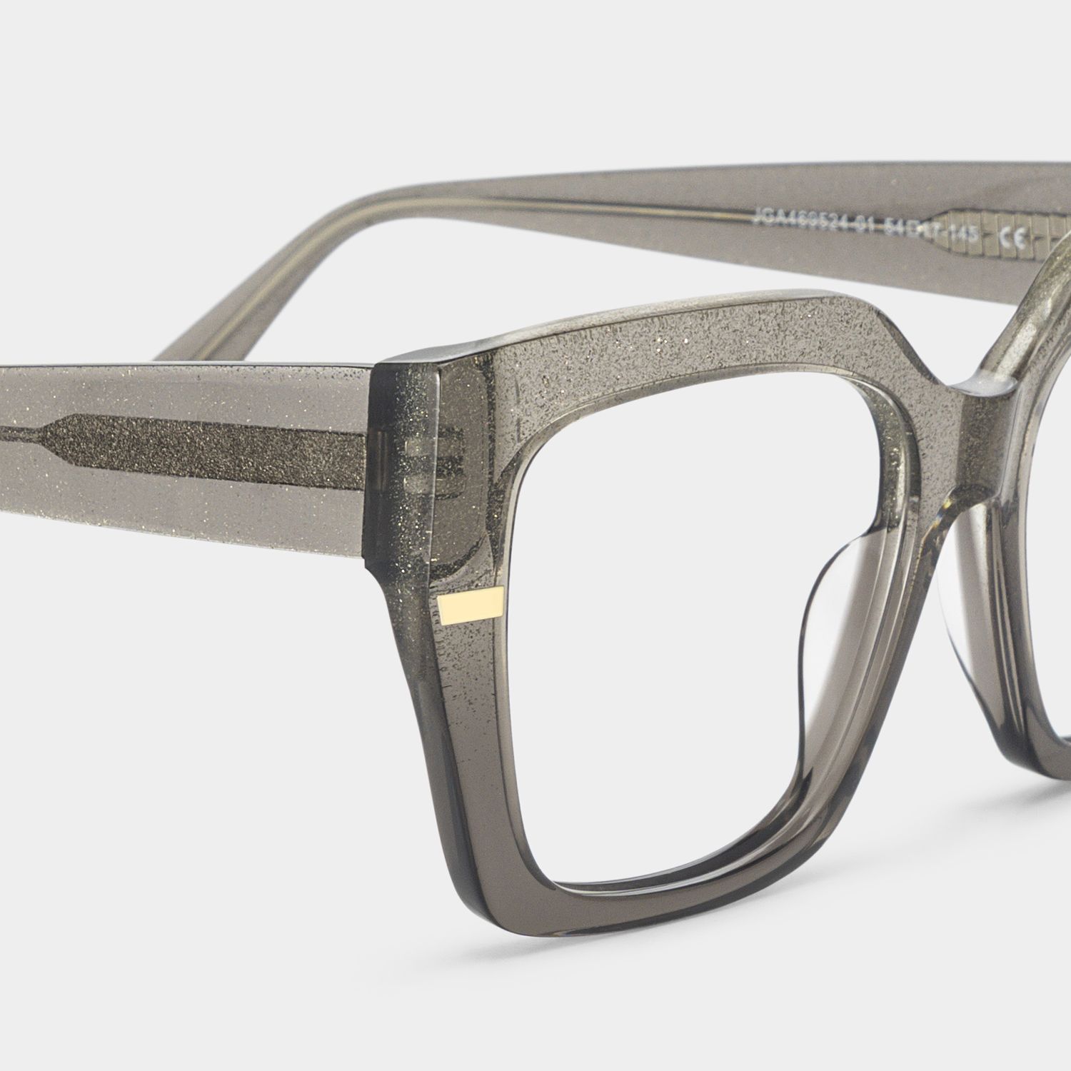 Mavis Square Gray Sparkle Glitter Eyeglass Frames | ZEELOOL