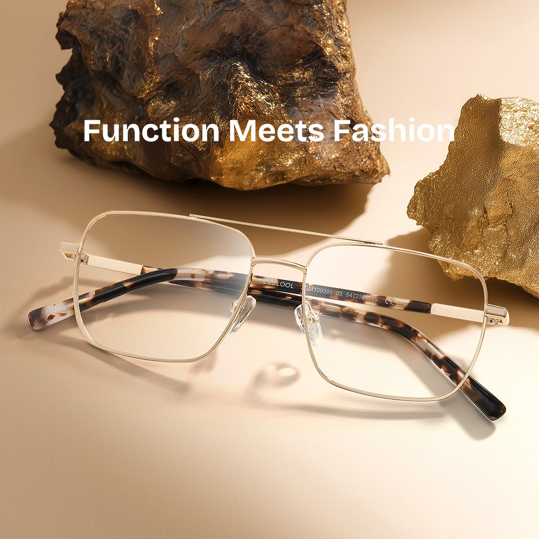 Iris Light Gold Frame Glasses with Aviator Frame Online | ZEELOOL1