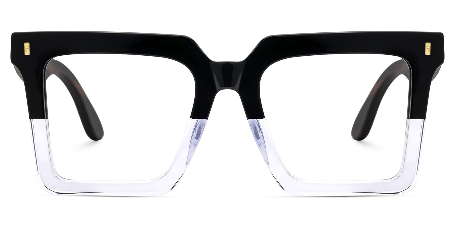 Vintage Square Frame Glasses In Black Crystal Color1