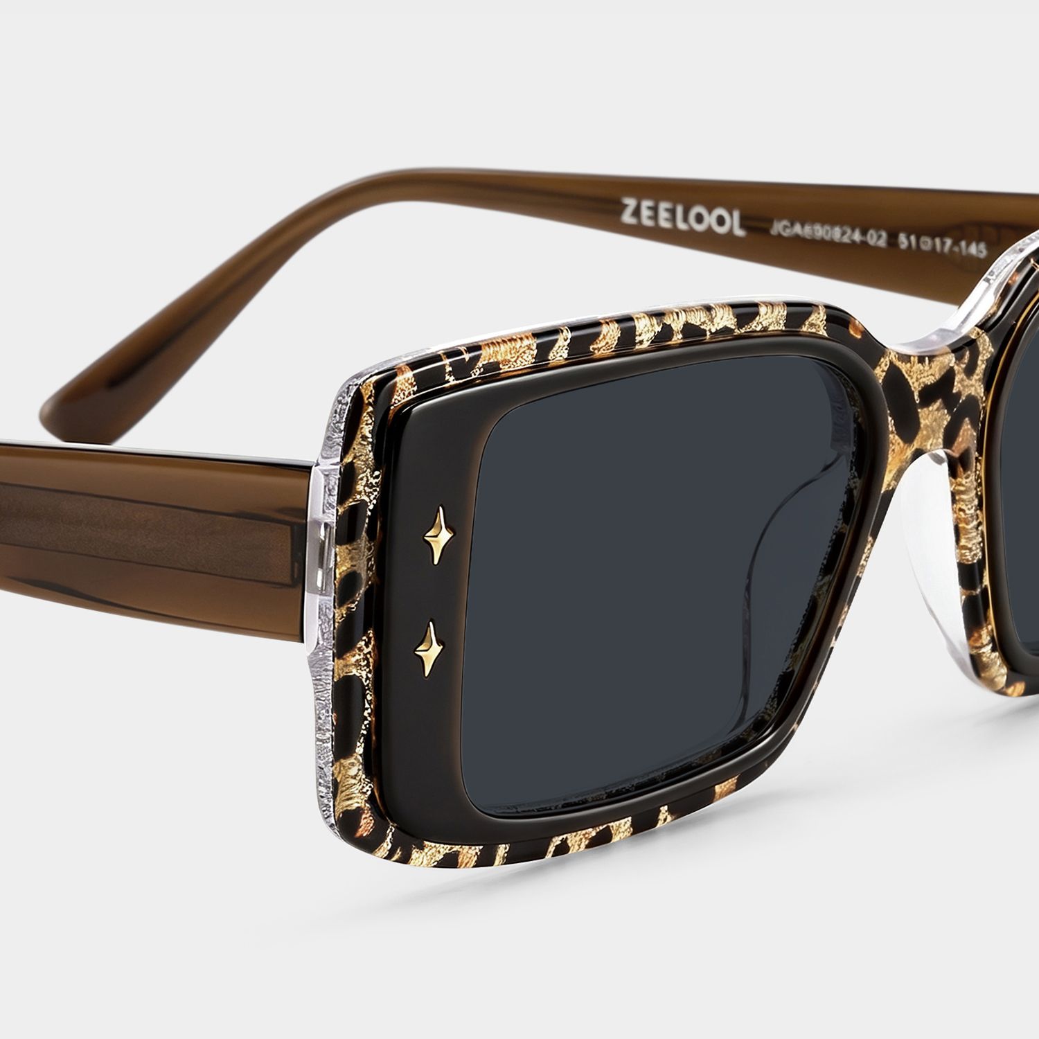 Gleam Rectangle Leopard Frame Sunglasses Online Sale | ZEELOOL4