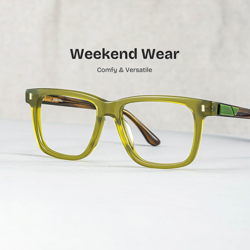 ZEELOOL Travis Rectangle Green Glasses