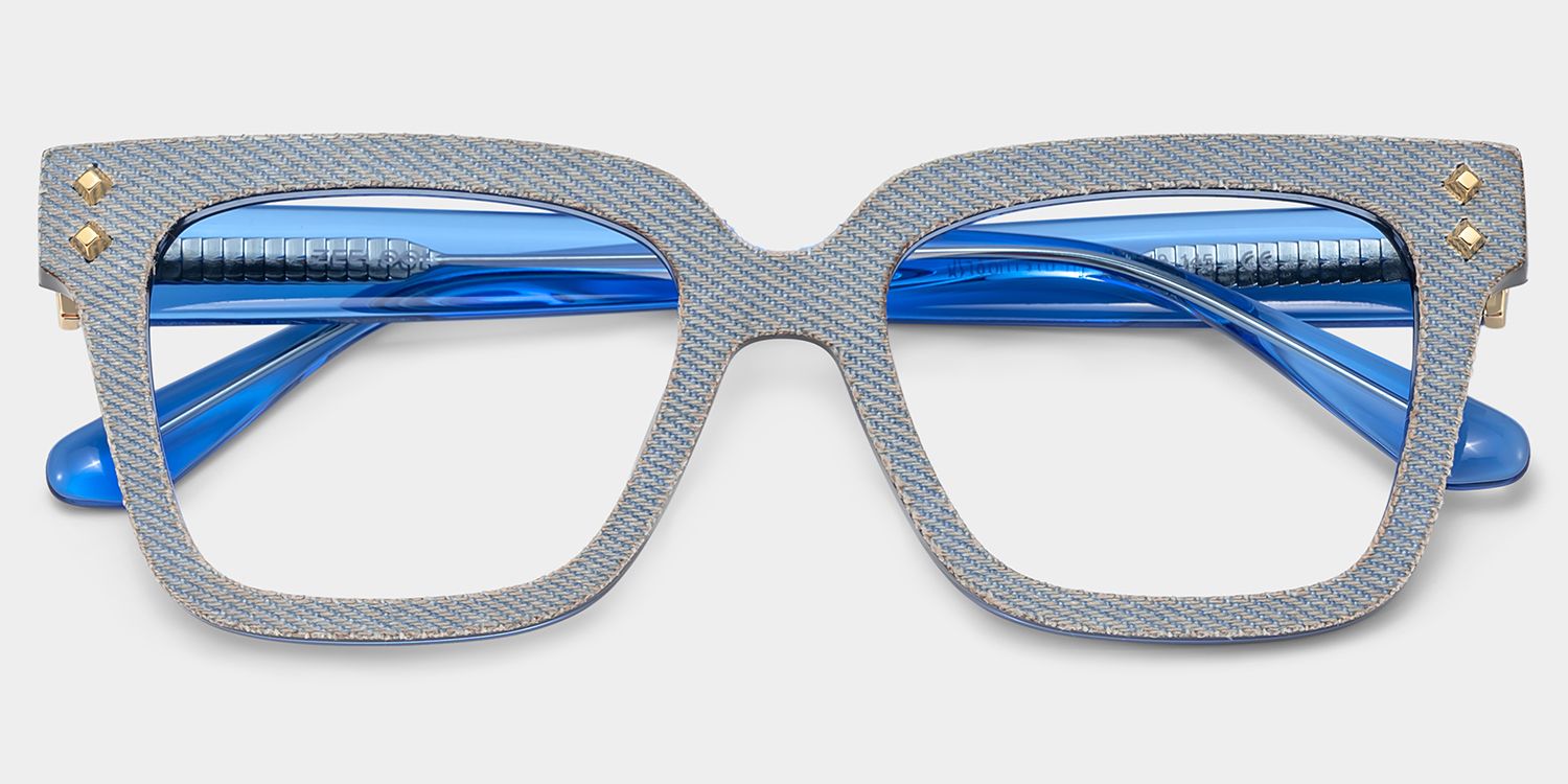 Square Blue Eyeglasses- Luxe Acetate Frame Glasses2