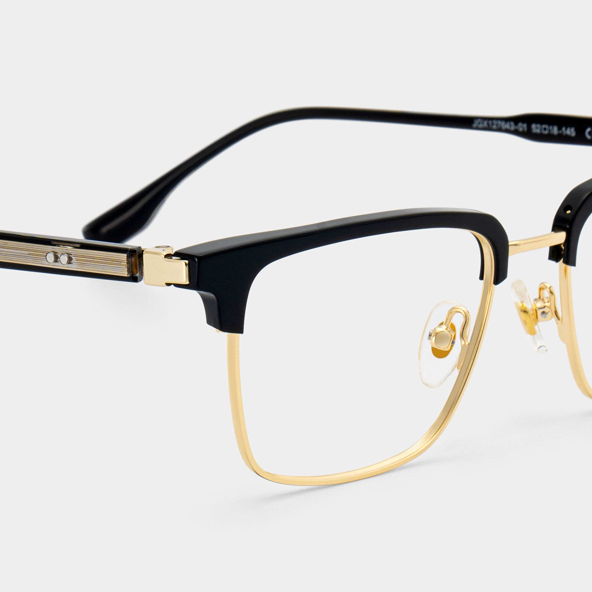 Audrey Black Eyeglasses with Gold Trim in Browline Shape | ZEELOOL5
