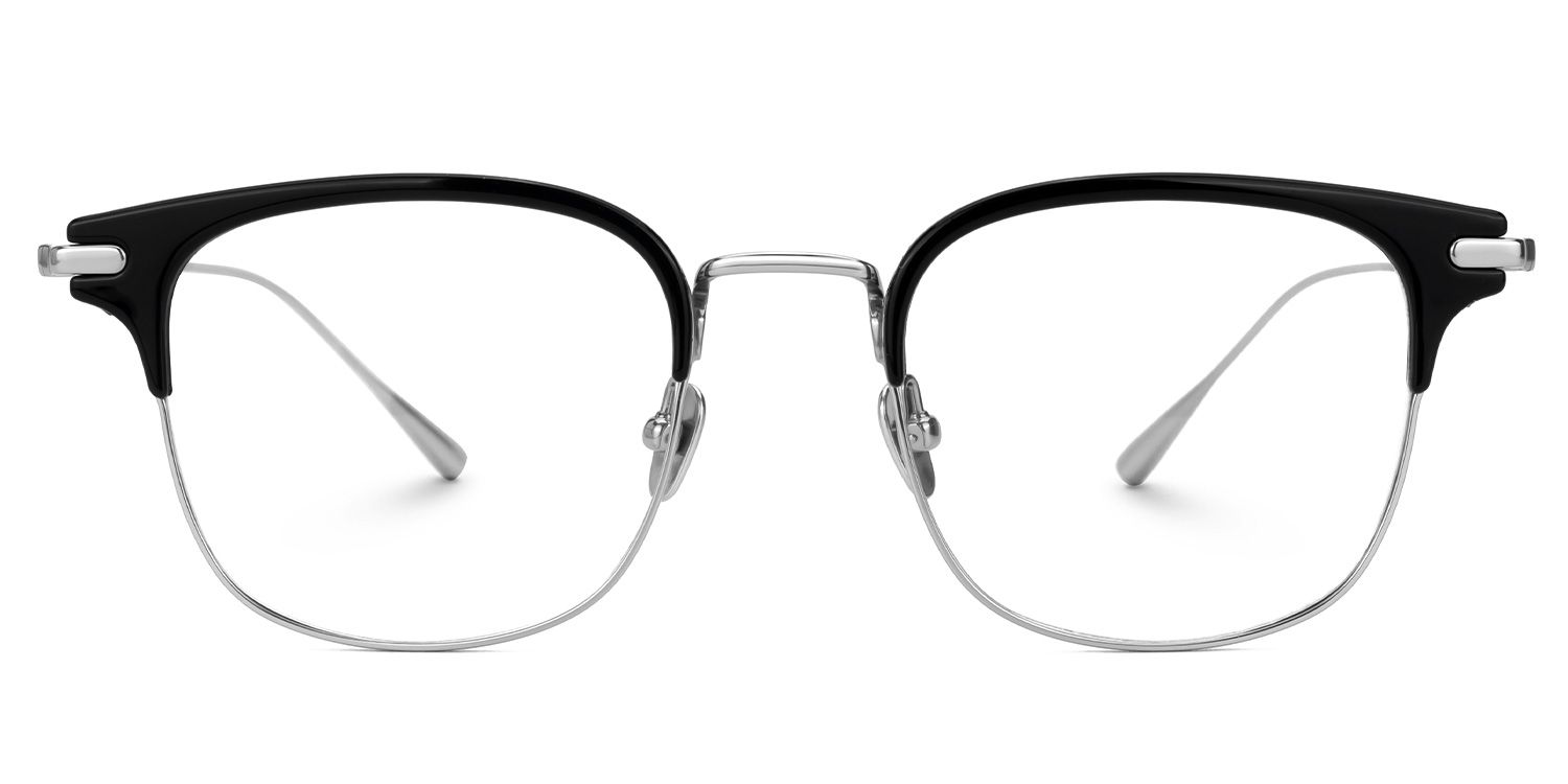 Mecca Silver Eyeglasses with Browline Shape | Zeelool Optical0