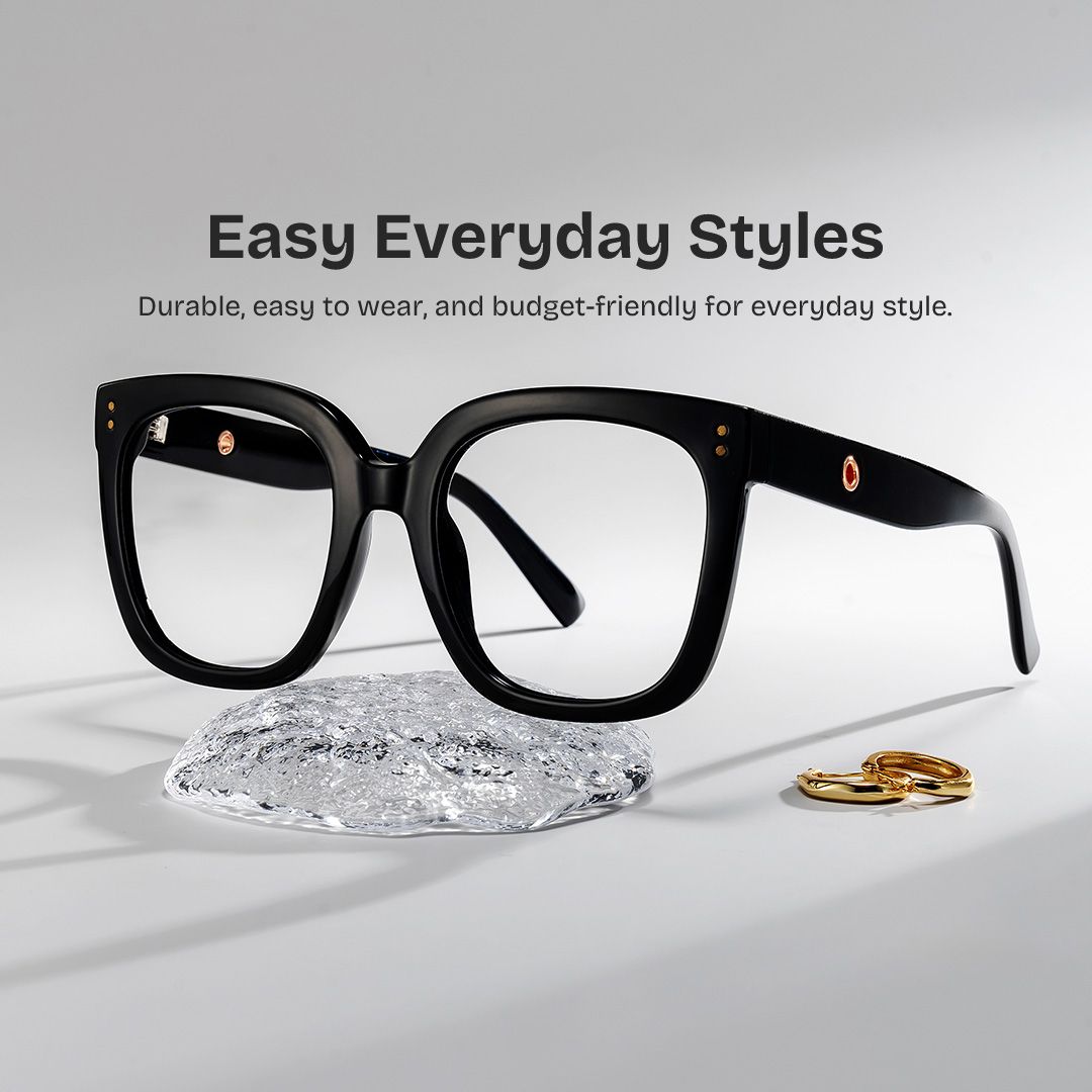 Ebony Square Black Glasses and Eyeglasses0