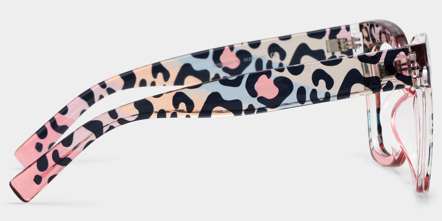 Malcolm Pink Leopard Print Square Frame Glasses for Women