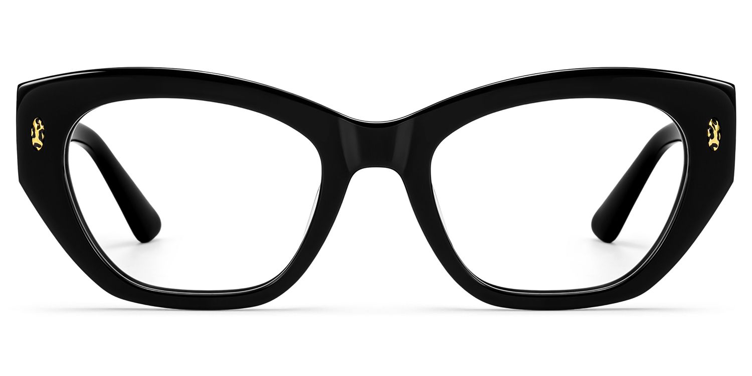 Zeelool Women's Cat eye Black Acetate Prescription Glasses