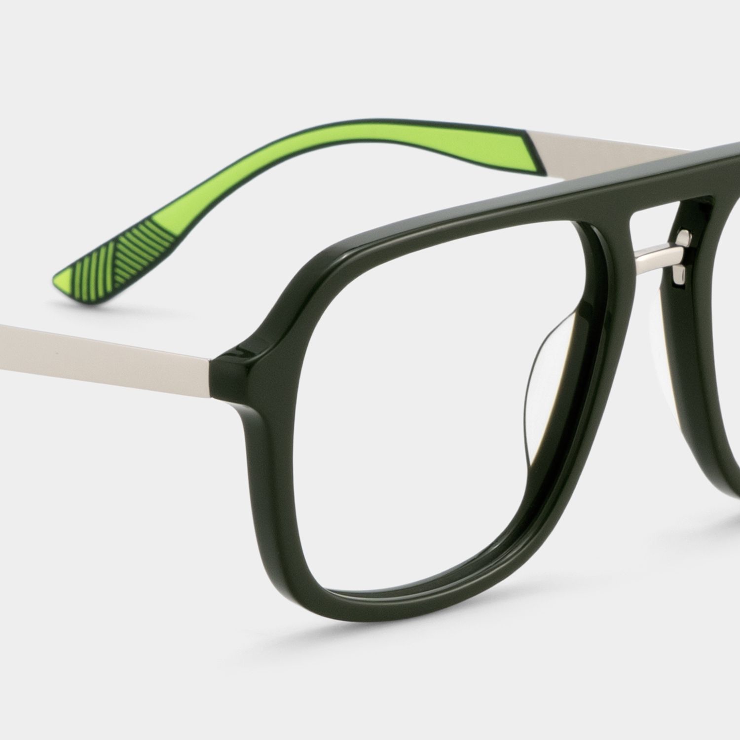 Ryder Green Aviator Mixed Frame Glasses for unisex | ZEELOOL
