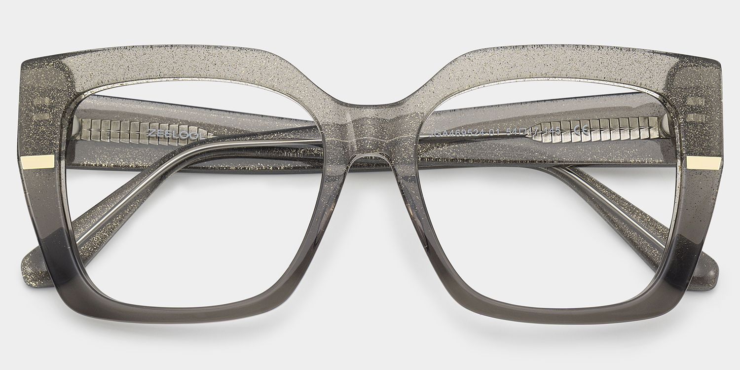 Mavis Square Gray Sparkle Glitter Eyeglass Frames | ZEELOOL2