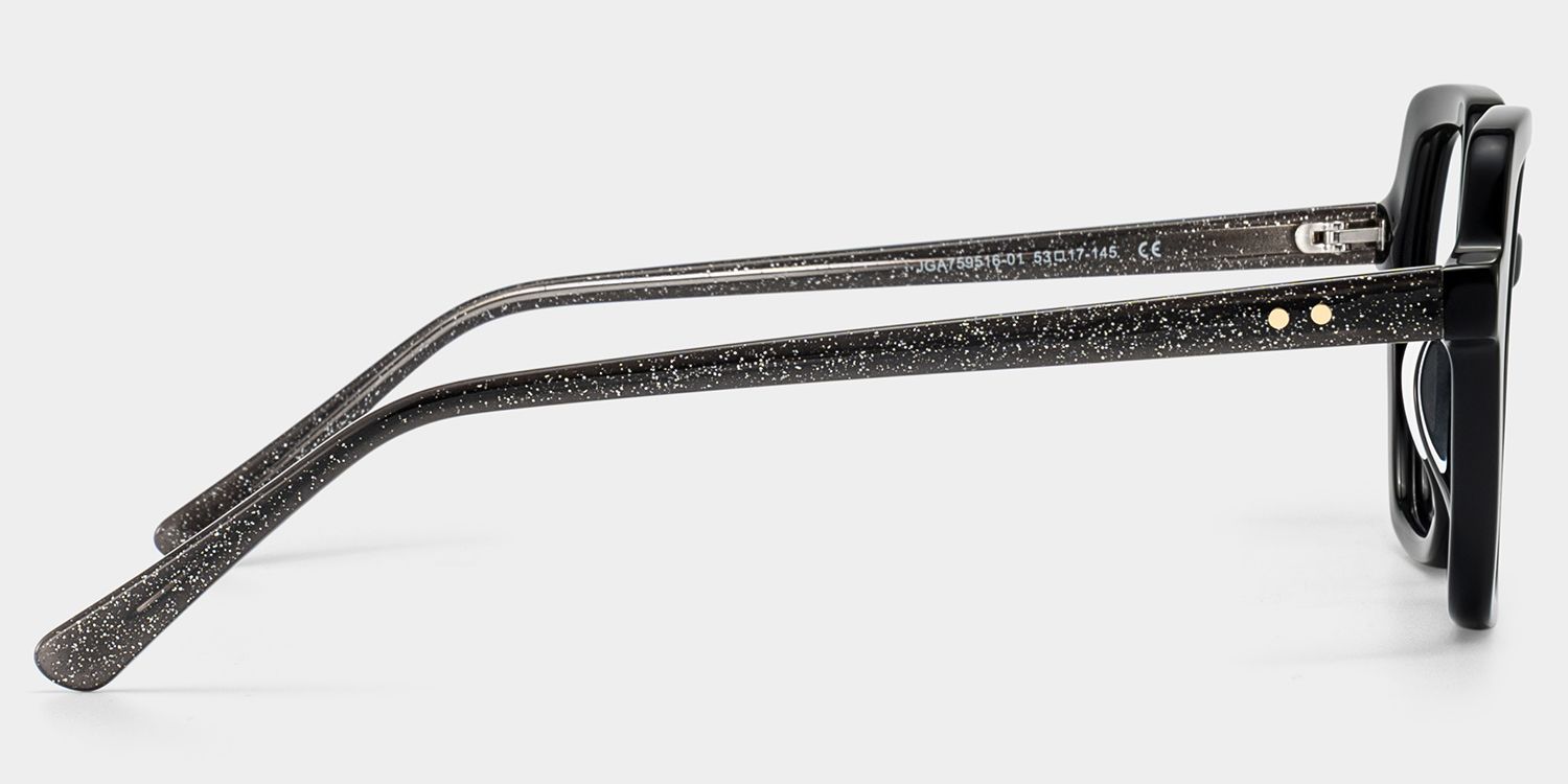 Devon Black Hexagon Glasses Frames with Dark Grey Sparkling | ZEELOOL4