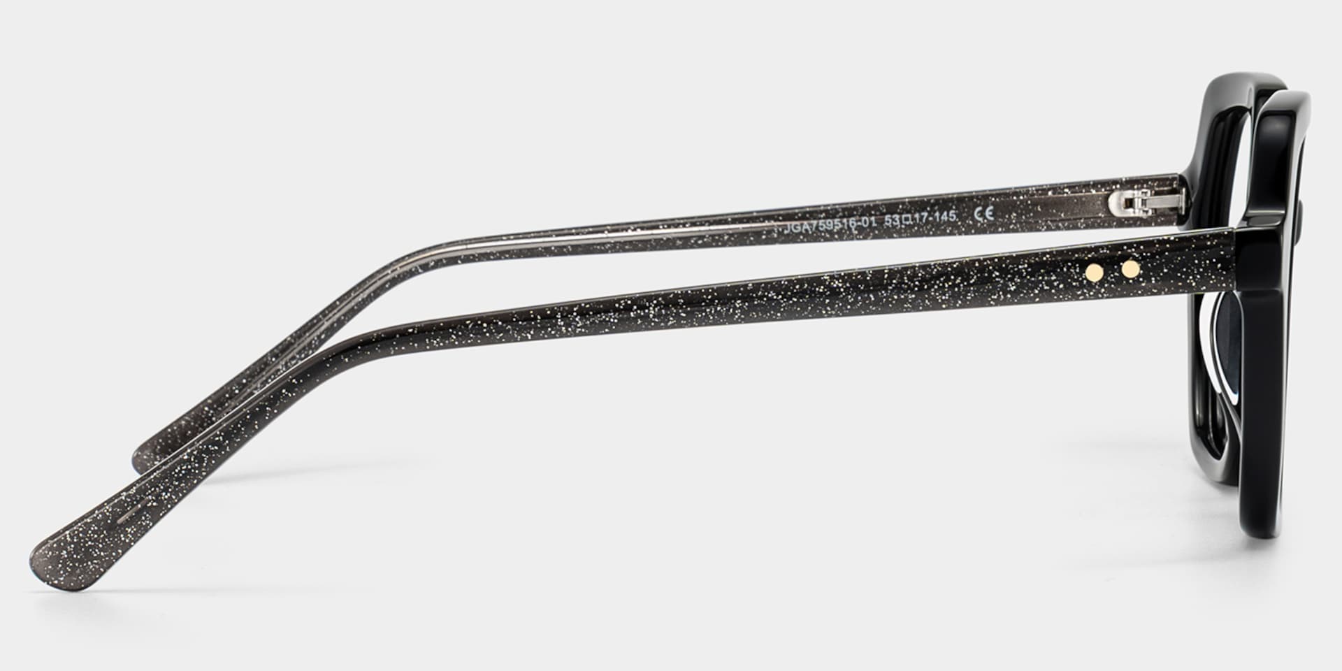 Devon Black Hexagon Glasses Frames with Dark Grey Sparkling | ZEELOOL4