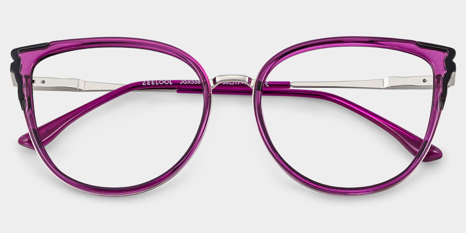 Estrada Cateye Purple Eyeglasses with Mixed Materials -Zeelool